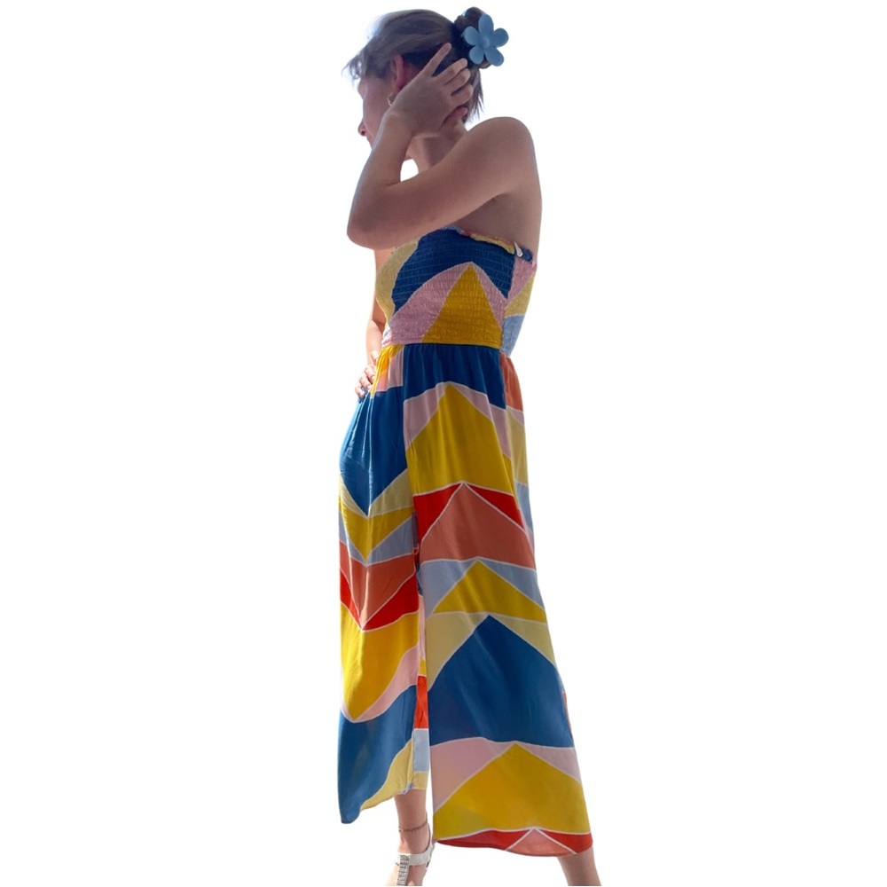 Forever 21 Strapless Multicolor Geometric Jumpsuit. - Picture 4 of 6